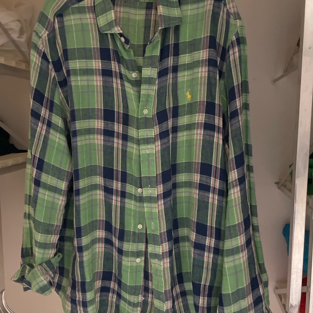 Ralph Lauren Blue and Green Checkered Shirt Size XXL